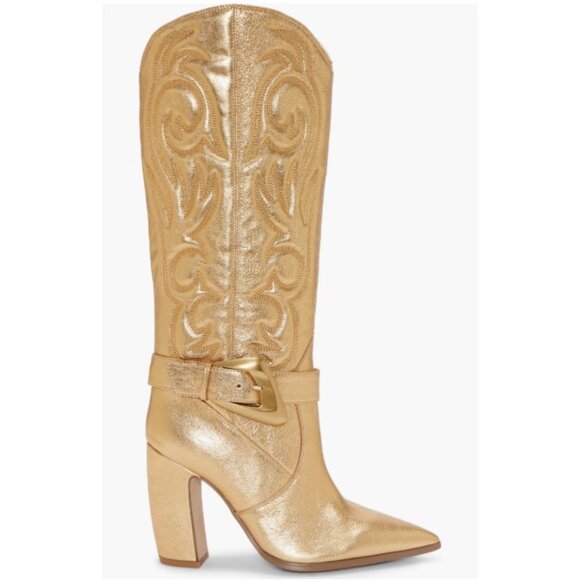 Vince Camuto Biancaa Western Cowboy Leather Tall Boots True Gold SZ 8 NEW - Picture 5 of 7